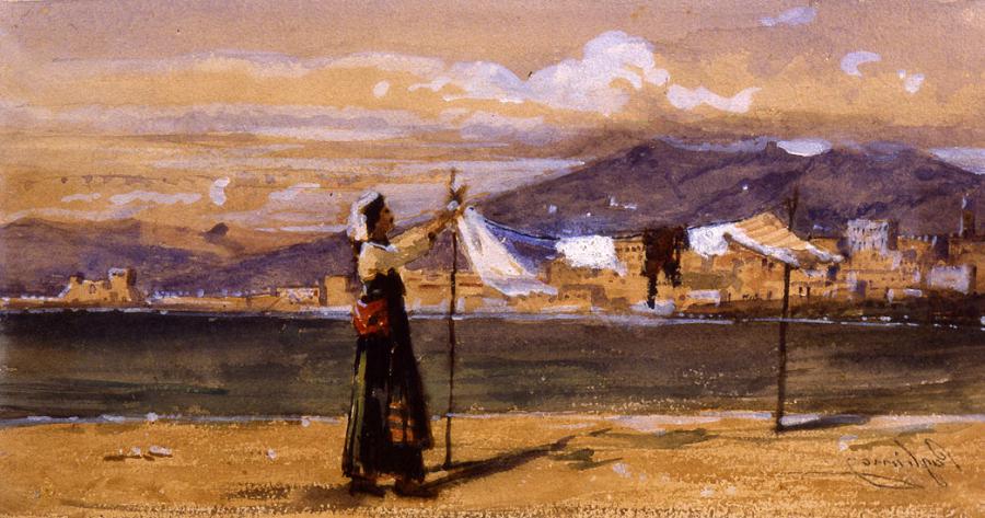 The Laundress, vintage artwork by Eleuterio Pagliano, 12x8" (A4) Poster