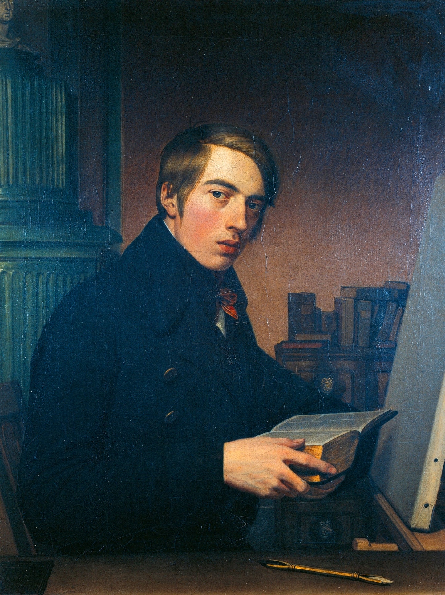 Self Portrait Showing Bible, vintage artwork by Johann Friedrich Overbeck, 12x8" (A4) Poster