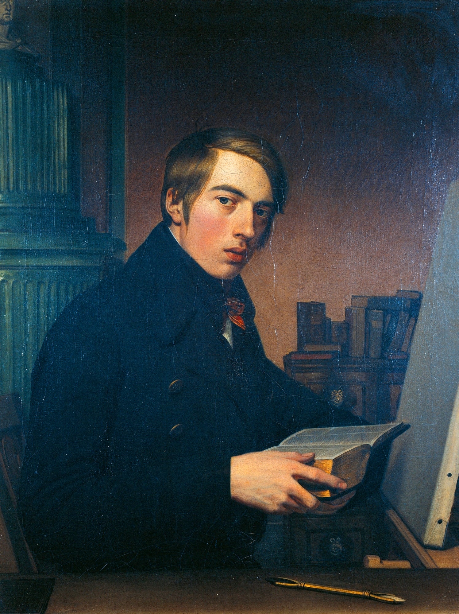 Self Portrait Showing Bible, vintage artwork by Johann Friedrich Overbeck, 12x8" (A4) Poster