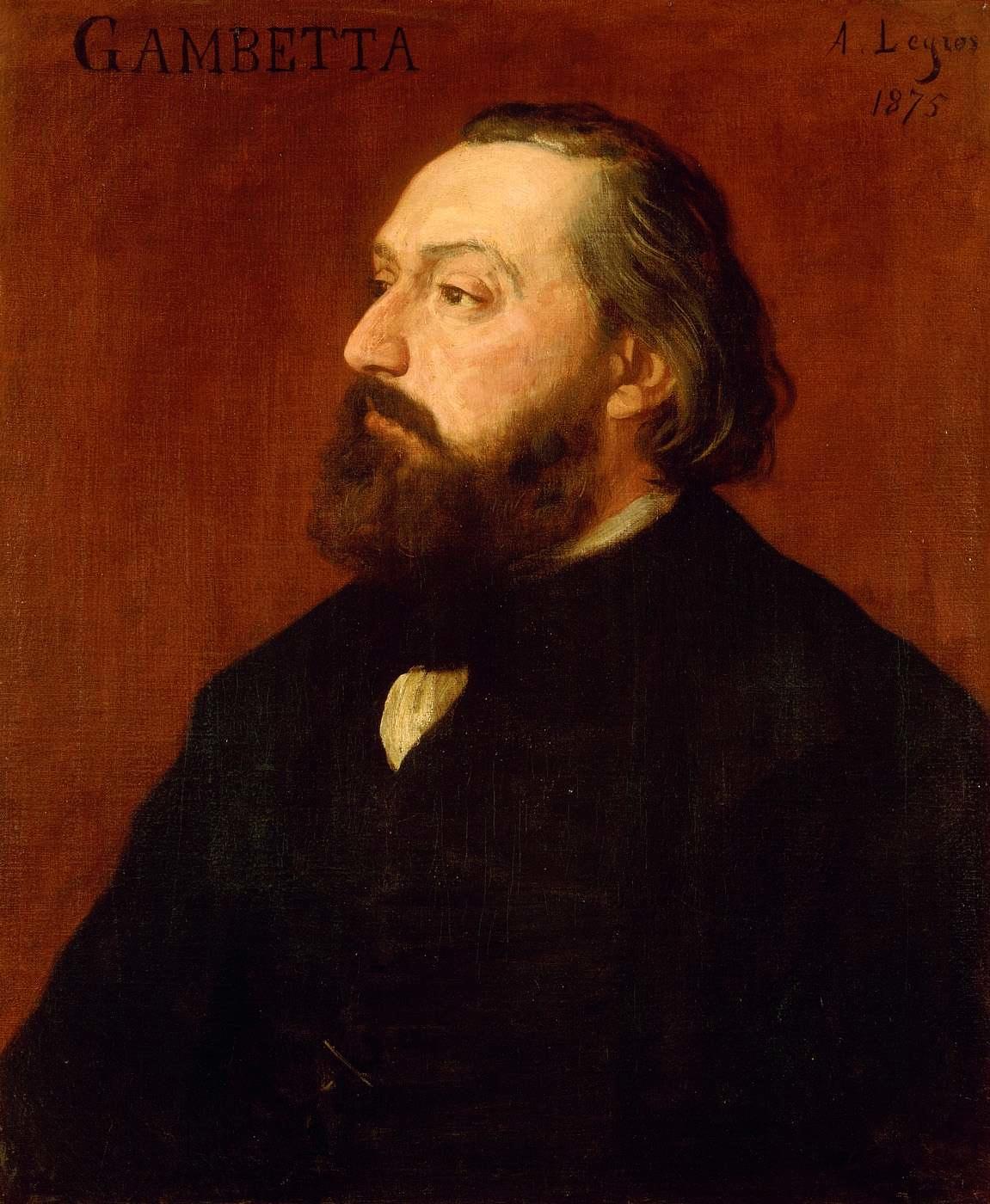 Portrait of Leon Gambetta, vintage artwork by Alphonse Legros, 12x8" (A4) Poster