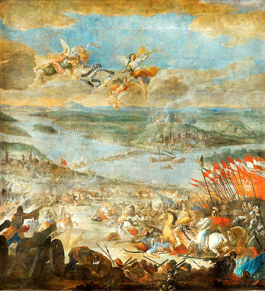 Battle of Parkany, vintage artwork by Martino Altomonti, 12x8" (A4) Poster