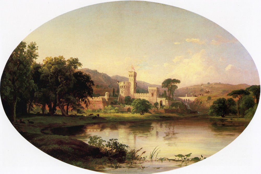 Castle by  a Lake, vintage artwork by Jasper Francis Cropsey, 12x8" (A4) Poster