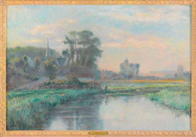 Banks of a River, vintage artwork by Albert Lebourg, 12x8" (A4) Poster