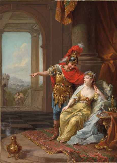 Mark Antony Visiting Cleopatra after His Defeat of Octavian, vintage artwork by Johann Heinrich Tischbein the Elder, 12x8" (A4) Poster