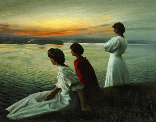 Midsummer's Eve, vintage artwork by Harald Slott-Møller, 12x8" (A4) Poster