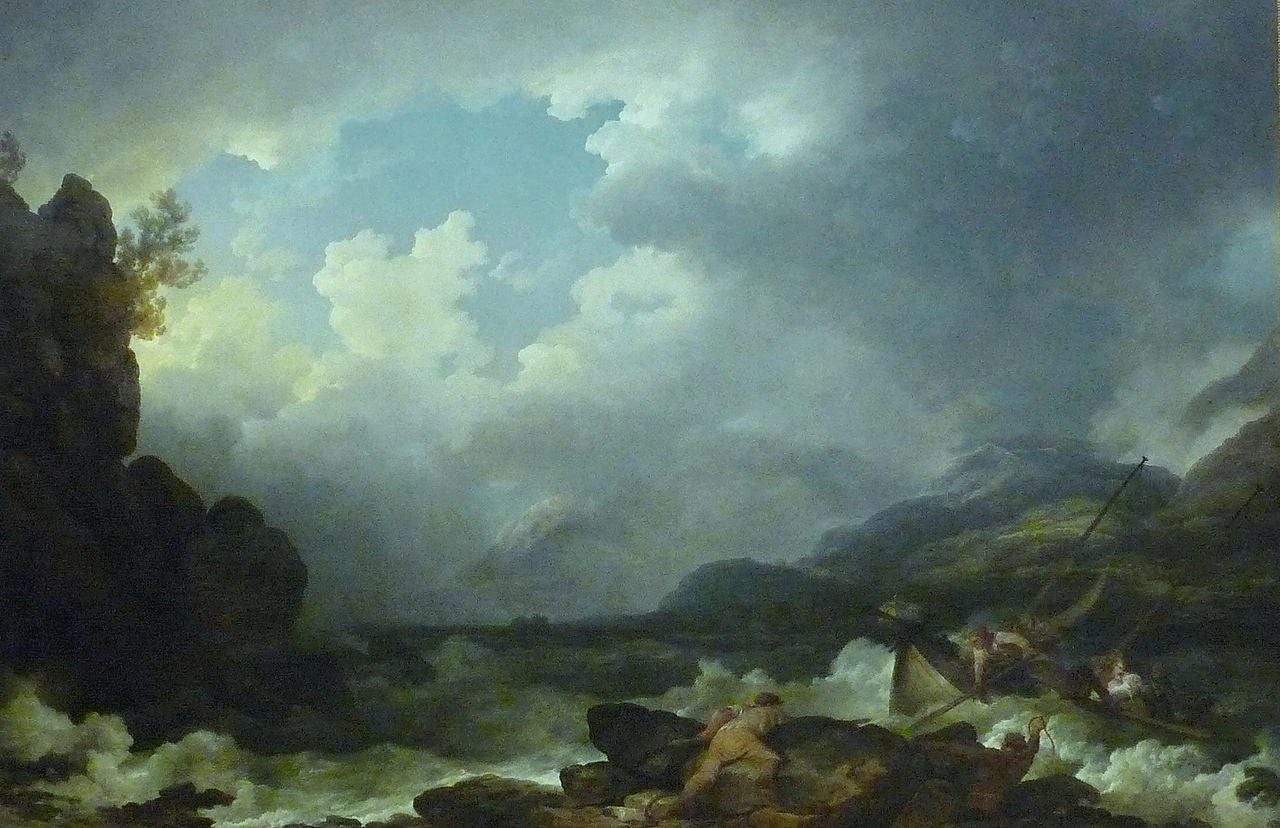 Belle Isle, Windermere, in a Storm, vintage artwork by Philippe-Jacques de Loutherbourg, 12x8" (A4) Poster