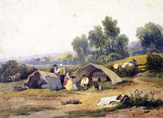 Gipsies on Dulwich Common, vintage artwork by David Cox, 12x8" (A4) Poster