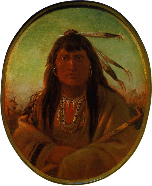 Portrait of Bear Rib, vintage artwork by Karl Ferdinand (Carl or Charles) Wimar, 12x8" (A4) Poster