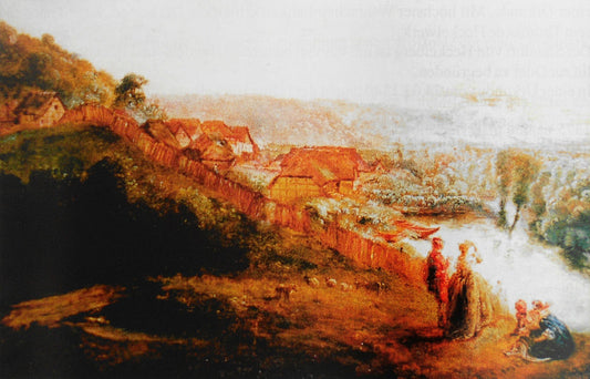 Kiez in Freienwalde, vintage artwork by Antoine Pesne, 12x8" (A4) Poster