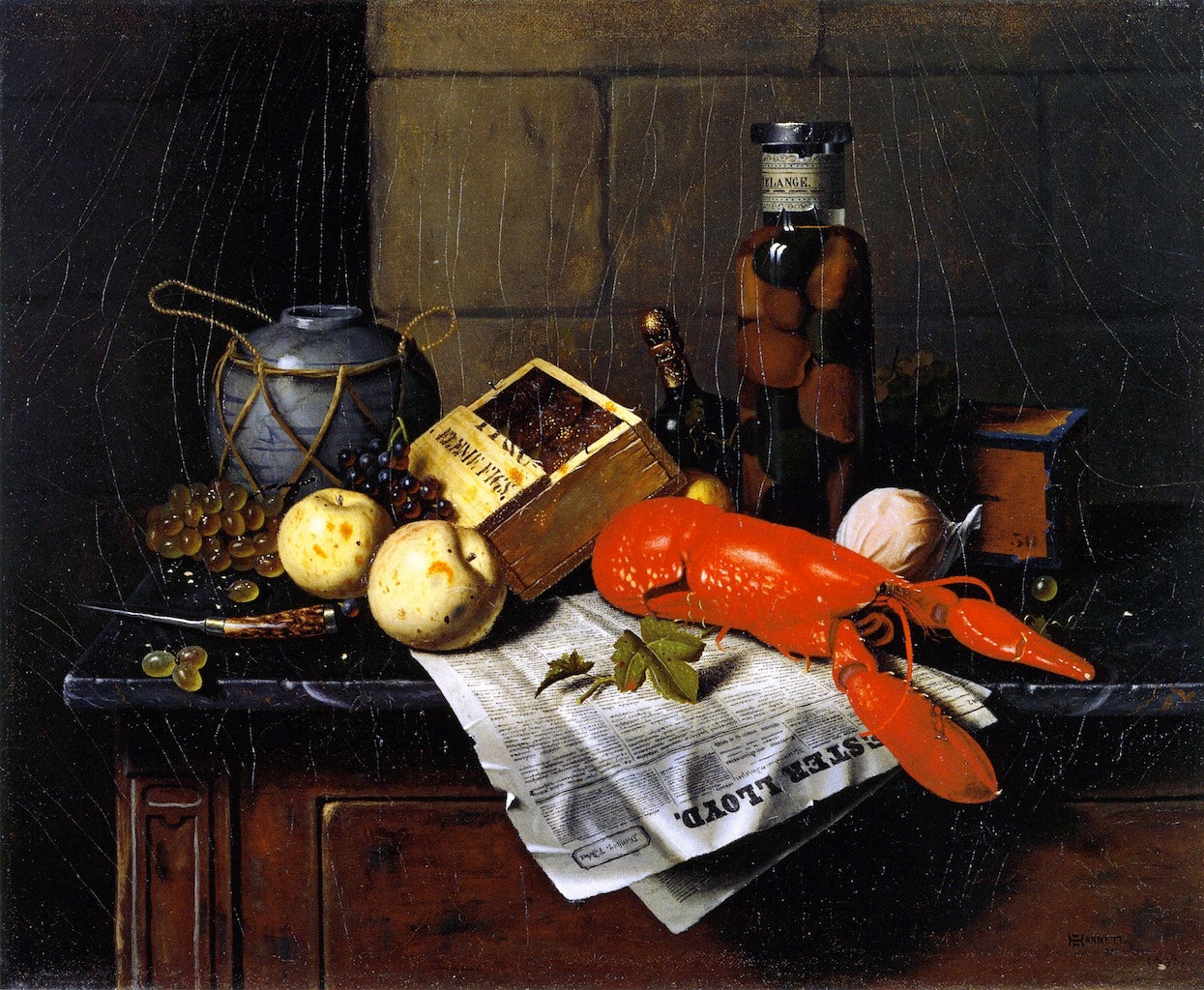 Lobster and Pester Lloyd, vintage artwork by William Michael Harnett, 12x8" (A4) Poster