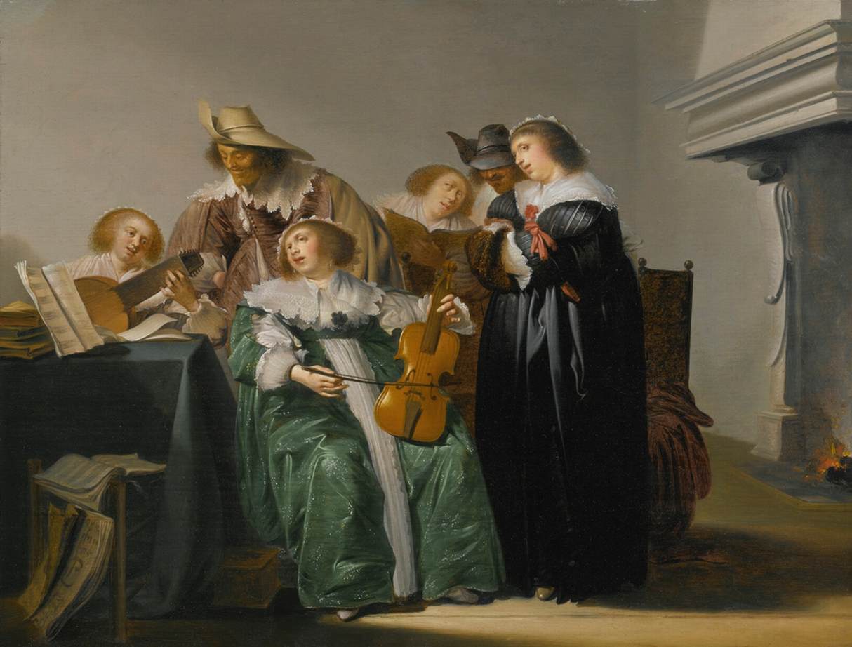 Elegant Company Making Music, vintage artwork by Pieter Codde, 12x8" (A4) Poster