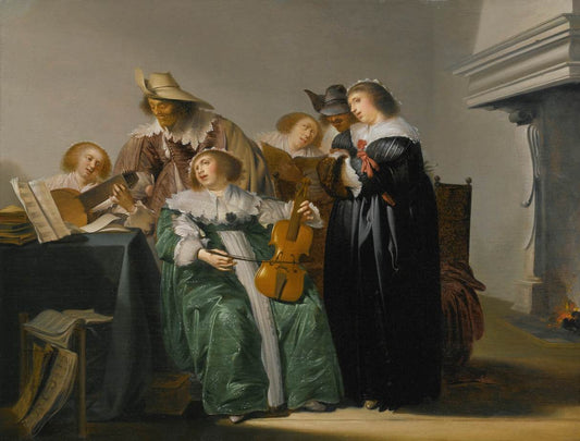 Elegant Company Making Music, vintage artwork by Pieter Codde, 12x8" (A4) Poster