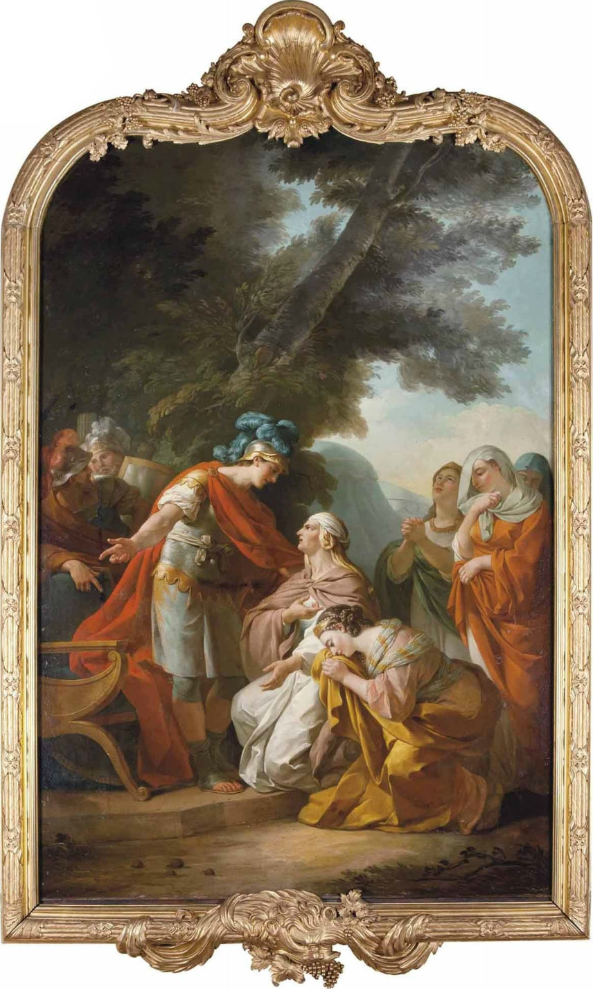 La Sagesse de Scipion à l'egard des femmes Hergètes, vintage artwork by Louis Jean François Lagrenee, 12x8" (A4) Poster