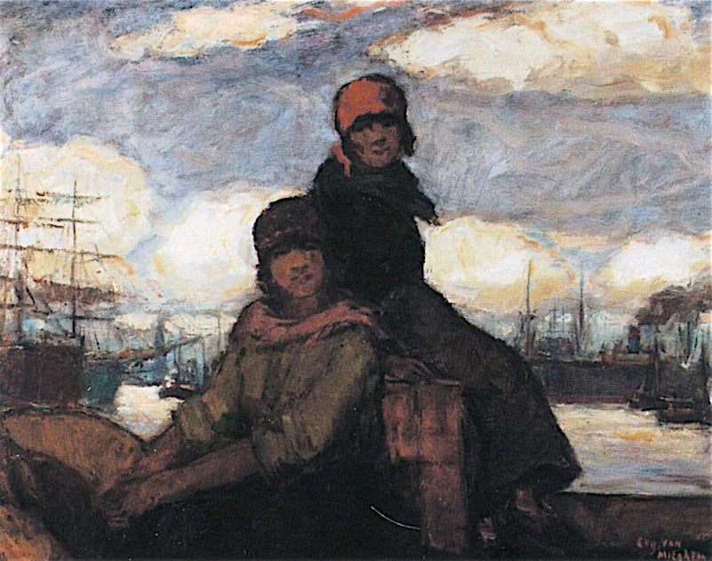 Women of the Port, vintage artwork by Eugeen van Mieghem, 12x8" (A4) Poster