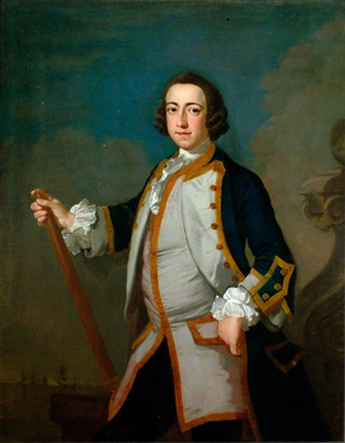 Captain Richard Haddock (?), vintage artwork by Attributed to Thomas Hudson, 12x8