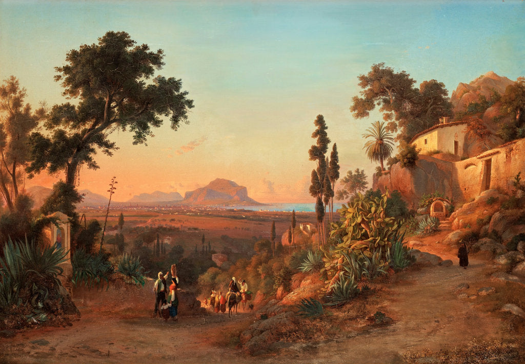 The Road from Pellegrino to Palermo, vintage artwork by Gustaf Wilhelm Palm, A3 (16x12") Poster Print