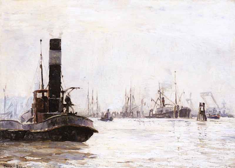 Harbor Scene, vintage artwork by Frank Myers Boggs, 12x8" (A4) Poster