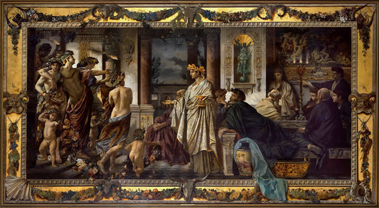 Gastmahl des Plato II, vintage artwork by Anselm Feuerbach, 12x8" (A4) Poster