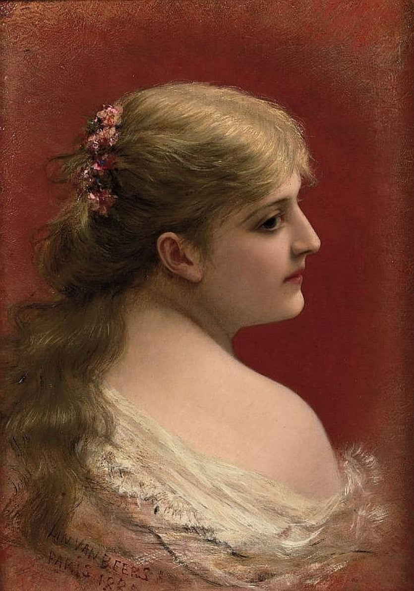 A Beauty, vintage artwork by Jan van Beers, 12x8" (A4) Poster