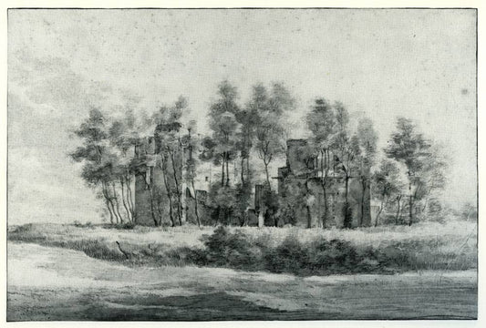 Ruïne van Kasteel Spangen in Rotterdam, vintage artwork by Roelant Roghman, 12x8" (A4) Poster