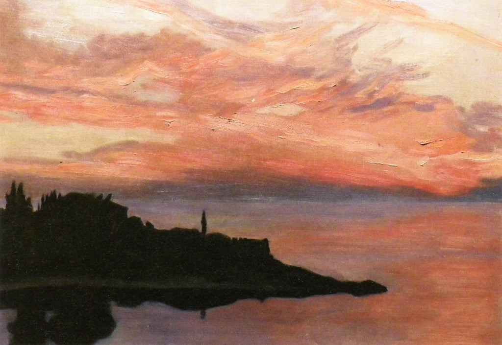 Evening Sun San Viglio, vintage artwork by Hans Emmenegger, 12x8" (A4) Poster
