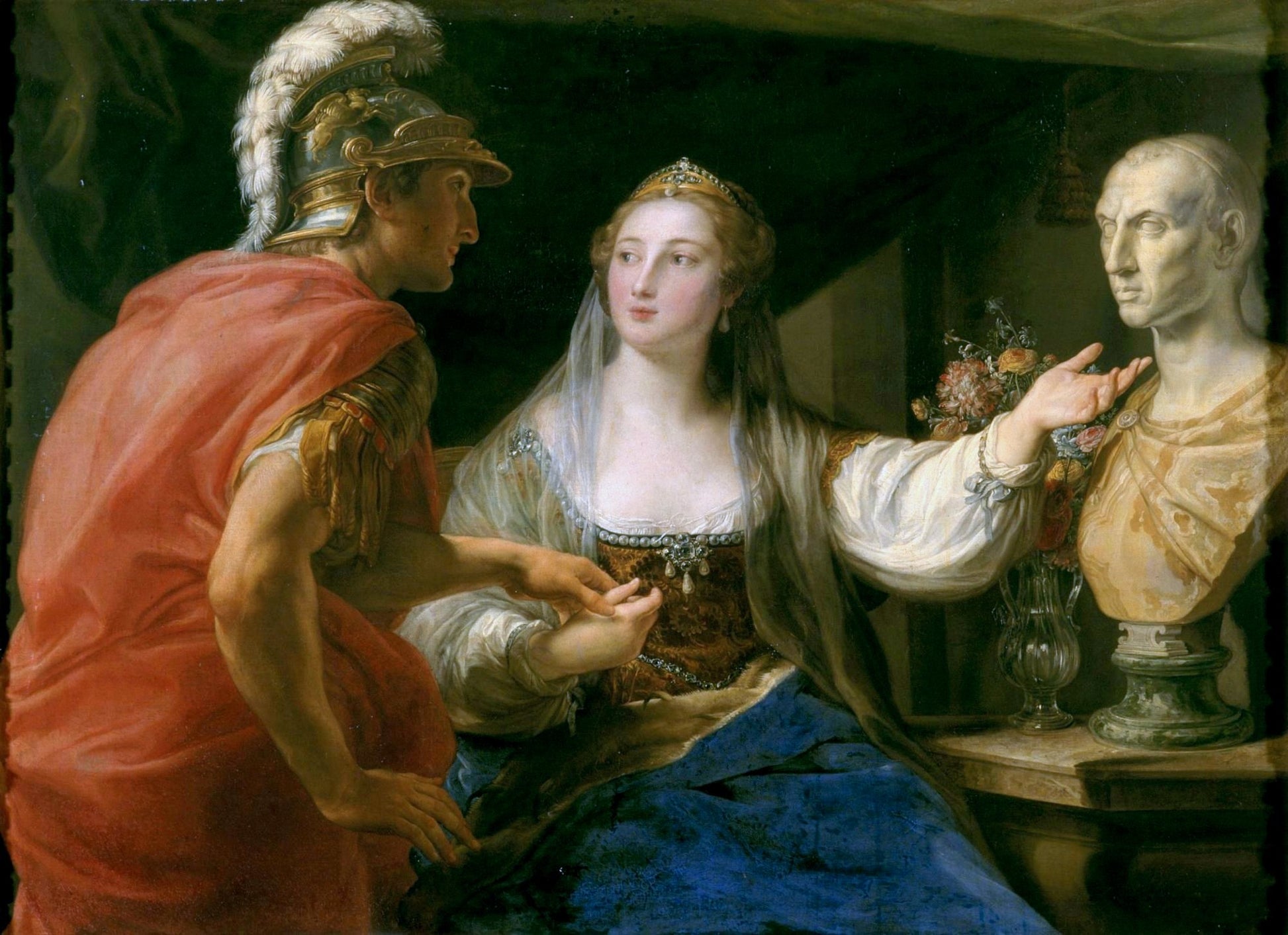 Cleopatra Showing Octavius the Bust of Julius Caesar, vintage artwork by Pompeo Batoni, 12x8" (A4) Poster