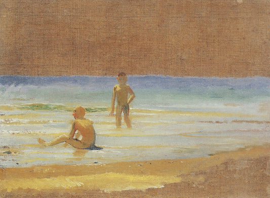 Boys at the Beach, vintage artwork by Nikolai Nikolaevich Ge, 12x8" (A4) Poster