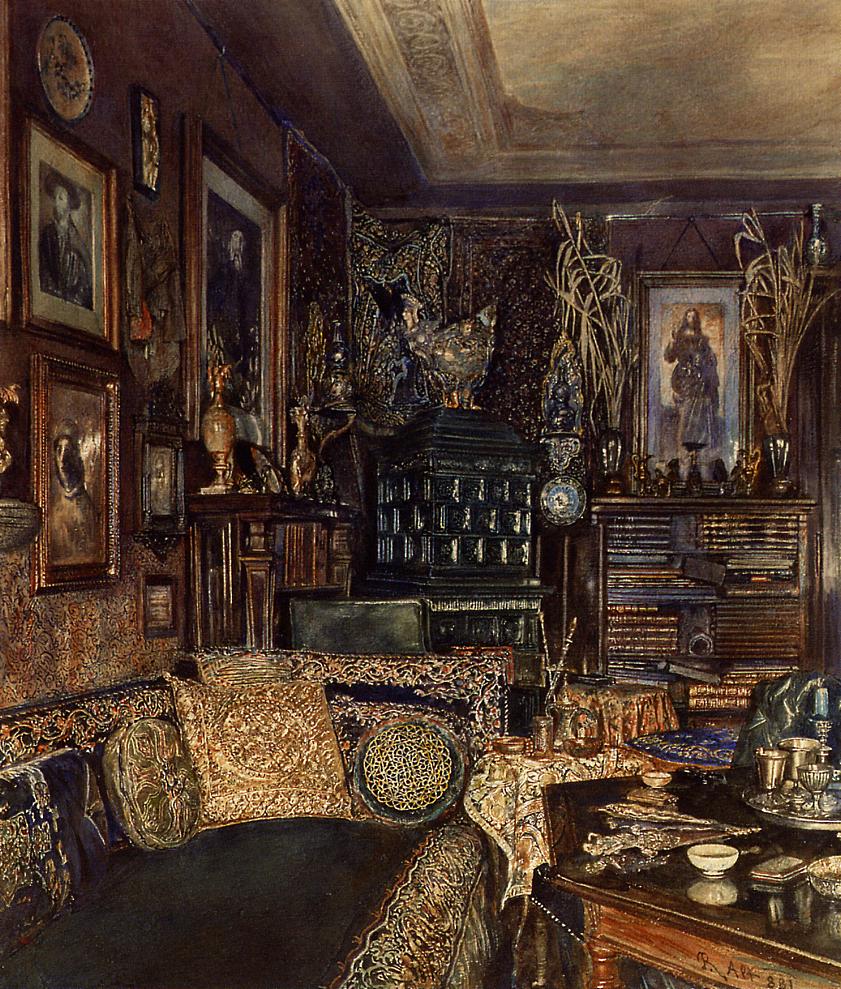 The Office of Count Lanckoronski, Vienna, vintage artwork by Rudolf von Alt, A3 (16x12") Poster Print