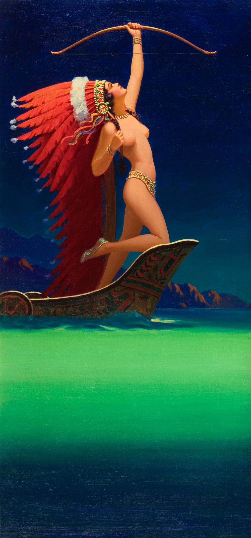 Indian Maiden With Bow, vintage artwork by Edward Mason Eggleston, 12x8" (A4) Poster