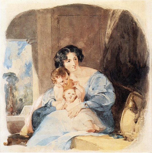 Mother with Her Children, vintage artwork by Thomas Sully, 12x8" (A4) Poster