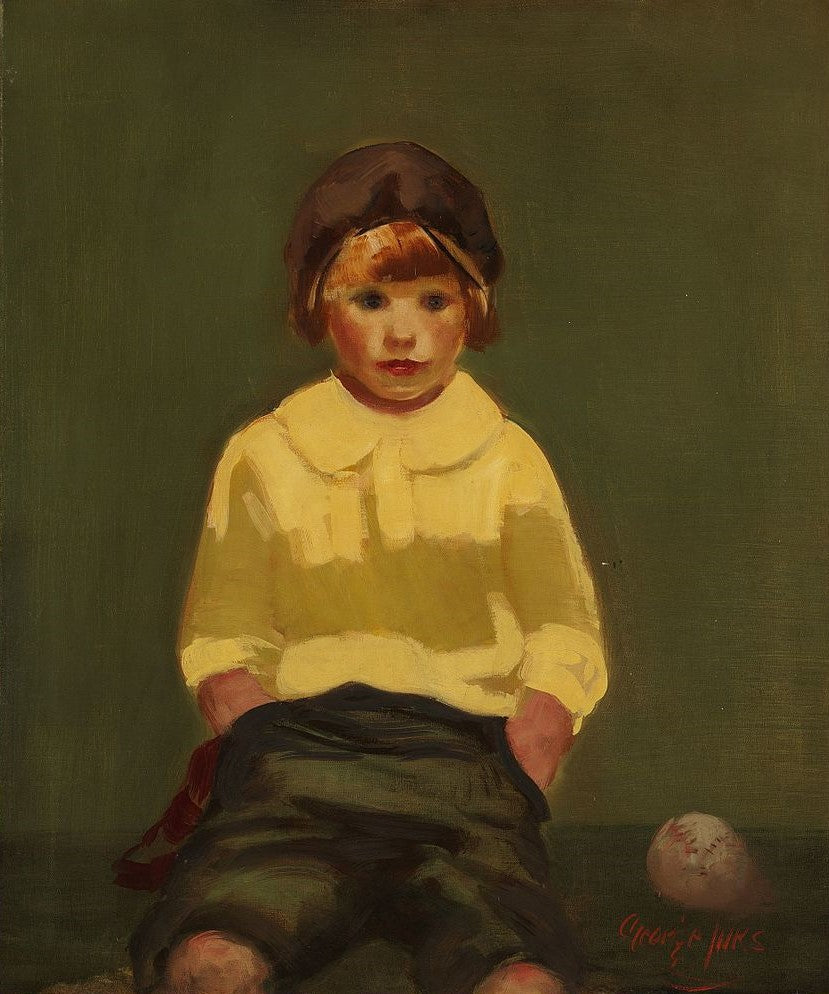 Boy with Baseball, vintage artwork by George Luks, 12x8" (A4) Poster