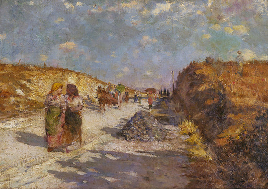 Market day in Rome, vintage artwork by Girolamo Pieri Pecci Ballati Nerli, 12x8" (A4) Poster