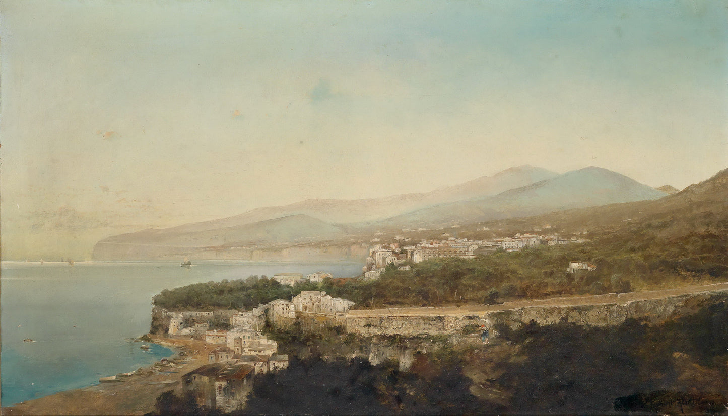 Scene near Sorrento, vintage artwork by Robert Alott, 12x8" (A4) Poster