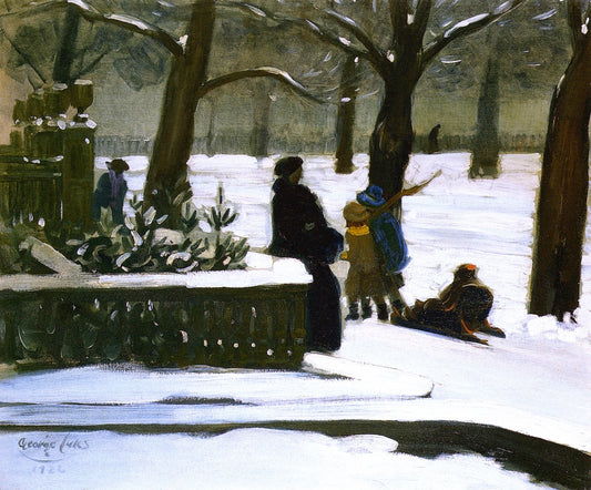 Commonwealth Ave, Boston, vintage artwork by George Luks, 12x8" (A4) Poster