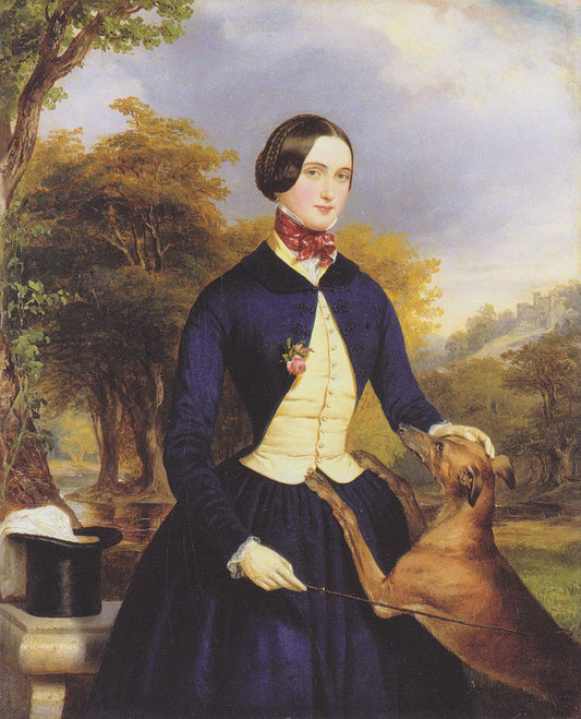 Portrait of a woman as an Amazon, with a greyhound, vintage artwork by Ferdinand Georg Waldmüller, A3 (16x12") Poster Print