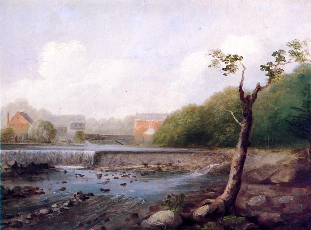 Kinney Town Dam, Seymour, Connecticut, vintage artwork by George Henry Durrie, A3 (16x12") Poster Print
