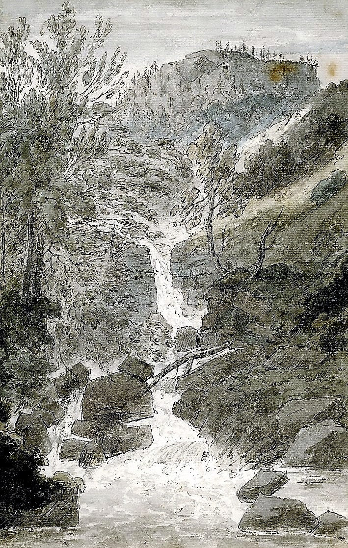 Fourth view of the Reichenbach, vintage artwork by John Robert Cozens, 12x8" (A4) Poster
