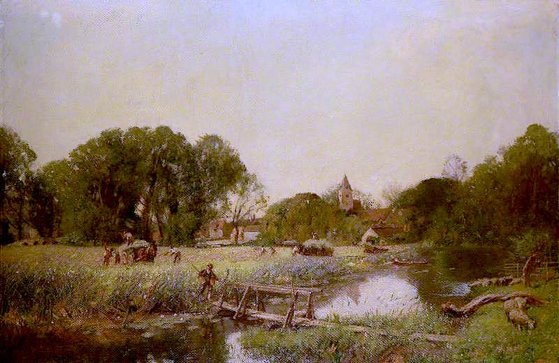 The River Meadow, vintage artwork by Sir David Scott Murray, 12x8" (A4) Poster