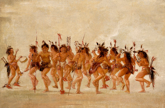 Beggar's Dance, Mouth of Teton River, vintage artwork by George Catlin, A3 (16x12") Poster Print