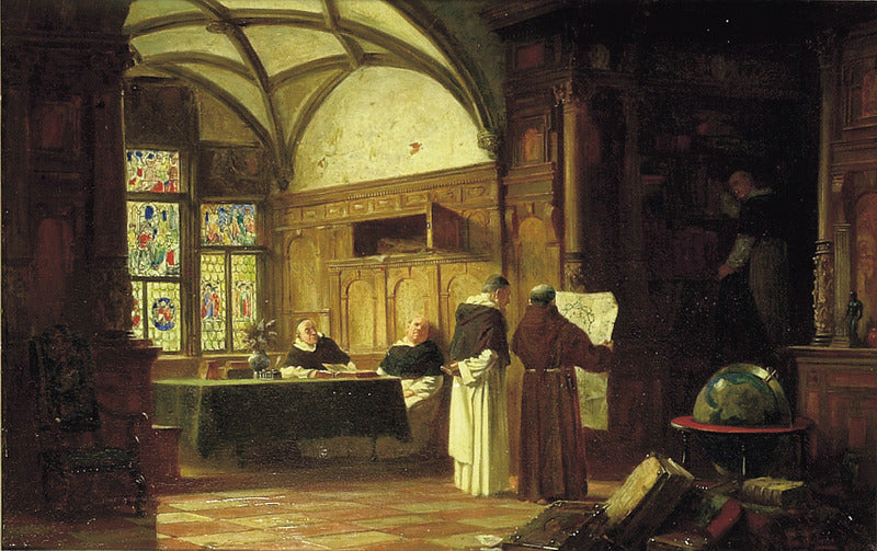 The Cloister Library, vintage artwork by Vincent Stoltenberg Lerche, 12x8" (A4) Poster