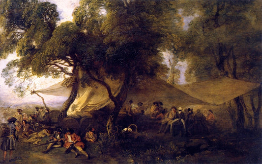 Respite from War, vintage artwork by Jean-Antoine Watteau, 12x8" (A4) Poster