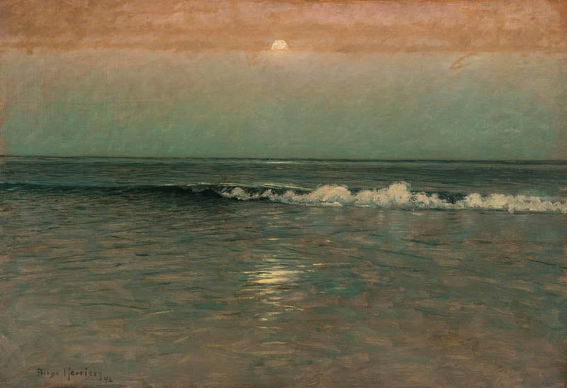 Night Sinks on the Sea, vintage artwork by Lowell Birge Harrison, 12x8" (A4) Poster
