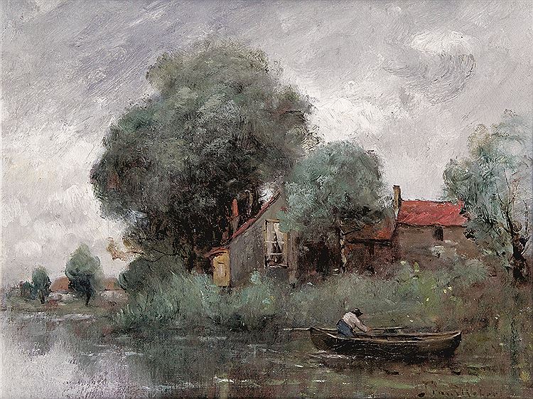 Boatman by  House, vintage artwork by Paul-Desire Trouillebert, 12x8" (A4) Poster