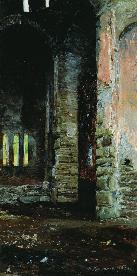Abandoned Church, vintage artwork by Nikolai Aleksandrovich Yaroshenko, 12x8" (A4) Poster