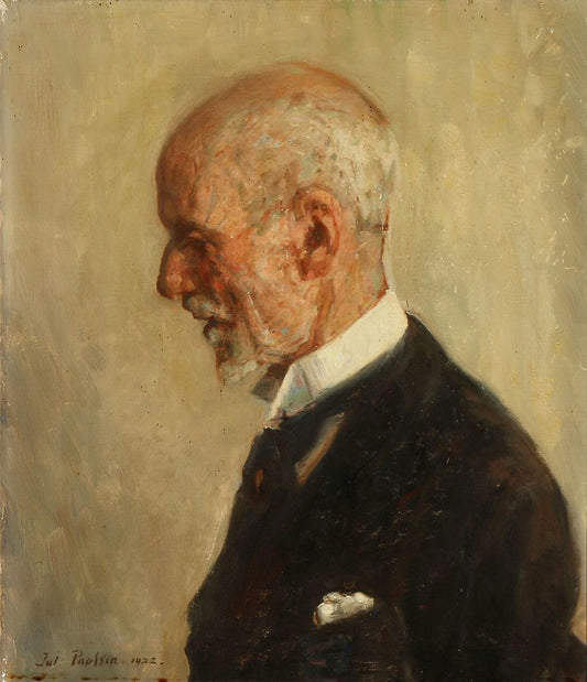 Portrait of Merchant Andreas Collstrop, vintage artwork by Julius Paulsen, 12x8" (A4) Poster