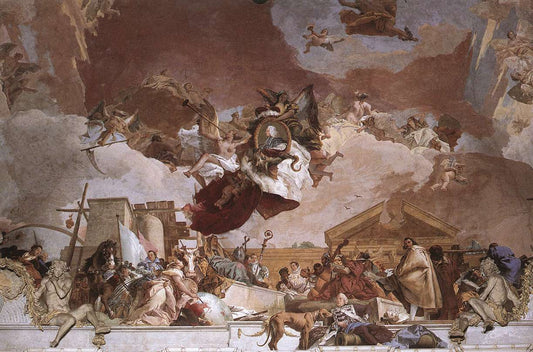 Allegory of the European Continent (Apollo and the Continents), vintage artwork by Giovanni Battista Tiepolo, 12x8" (A4) Poster