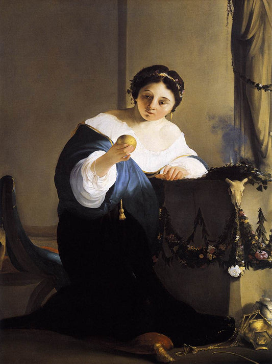 Cydippe with Acontius's Apple, vintage artwork by Paulus Bor, 12x8" (A4) Poster
