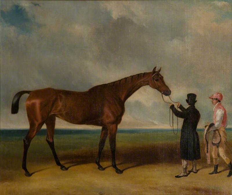 Fleur de Lys Held by  a Trainer on a Racecourse, vintage artwork by John Frederick Herring, Sr, A3 (16x12") Poster Print