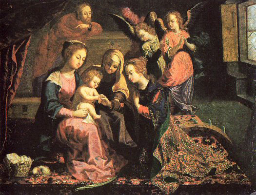Marriage of Saint Catherine, vintage artwork by Josefa de Ayala y Obidos, 12x8" (A4) Poster