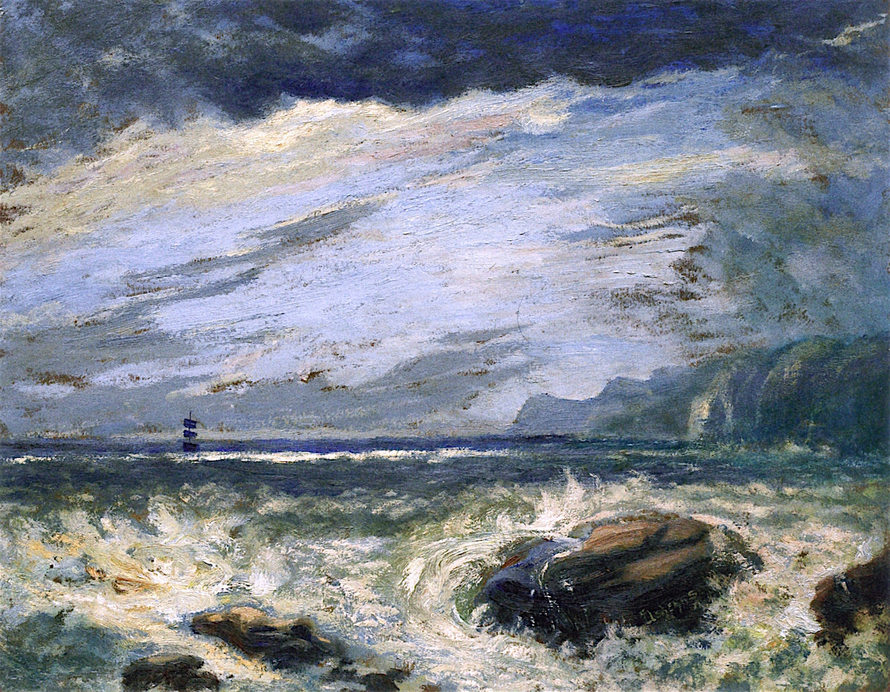 A Distant Ship in Rough Sea by Louis M. Eilshemius,A3(16x12")Poster